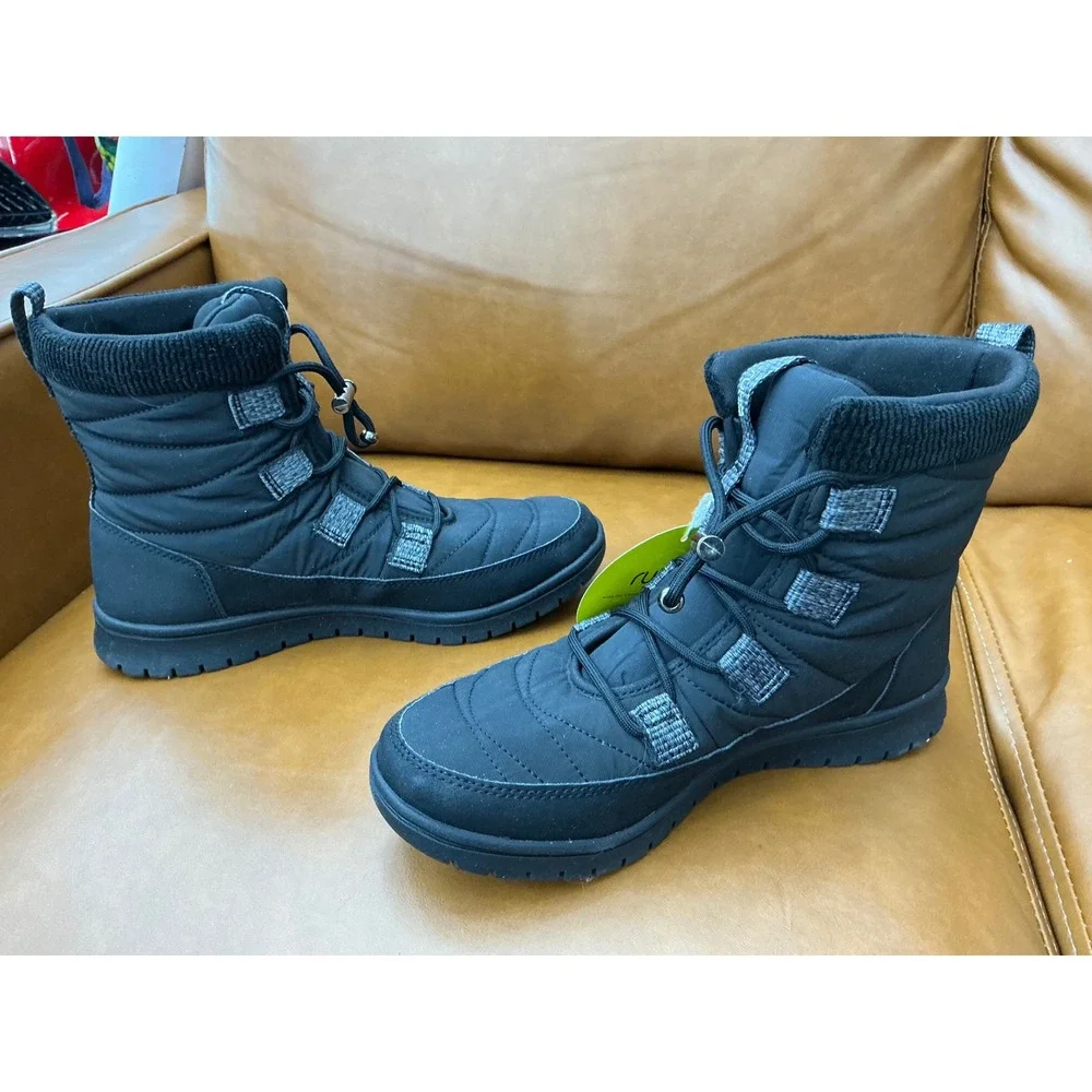 Ryka Sienna Winter Boots Womens 8.5W Black New Quilted Water Repellent Toggle